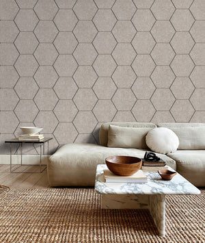 OPPIO Viltpaneel Beige - HEXAGON - 60x280 cm - Brandvertragend & Geluiddempend Akupanel-Nederland.nl