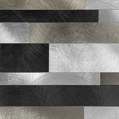 Oppio Zilver-Zwart Geborsteld ALU Wildverband - Zelfklevend Mozaiek 303x298x4mm