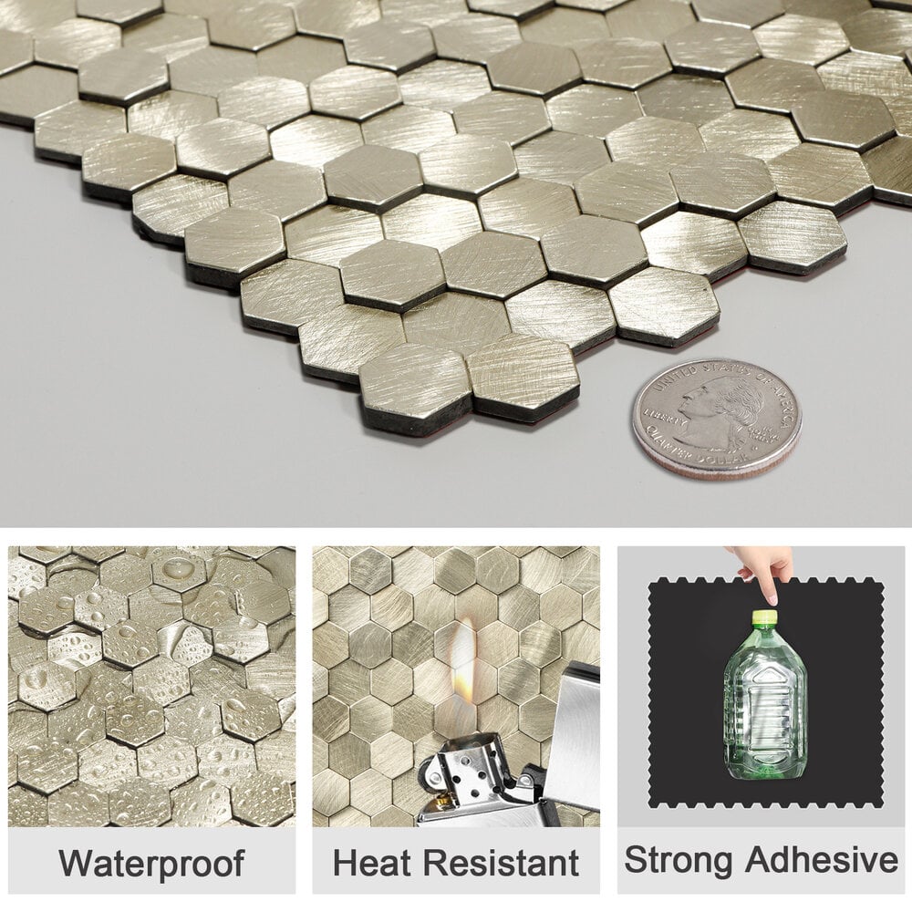 Oppio Geborsteld MINI Hexagon Goud - Zelfklevend Mozaiek 308x298x4mm