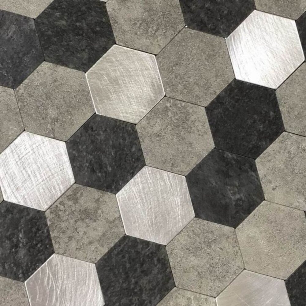 Oppio Grijs-Zwart MIX HEXAGON - Zelfklevend Mozaiek 288x280x4mm