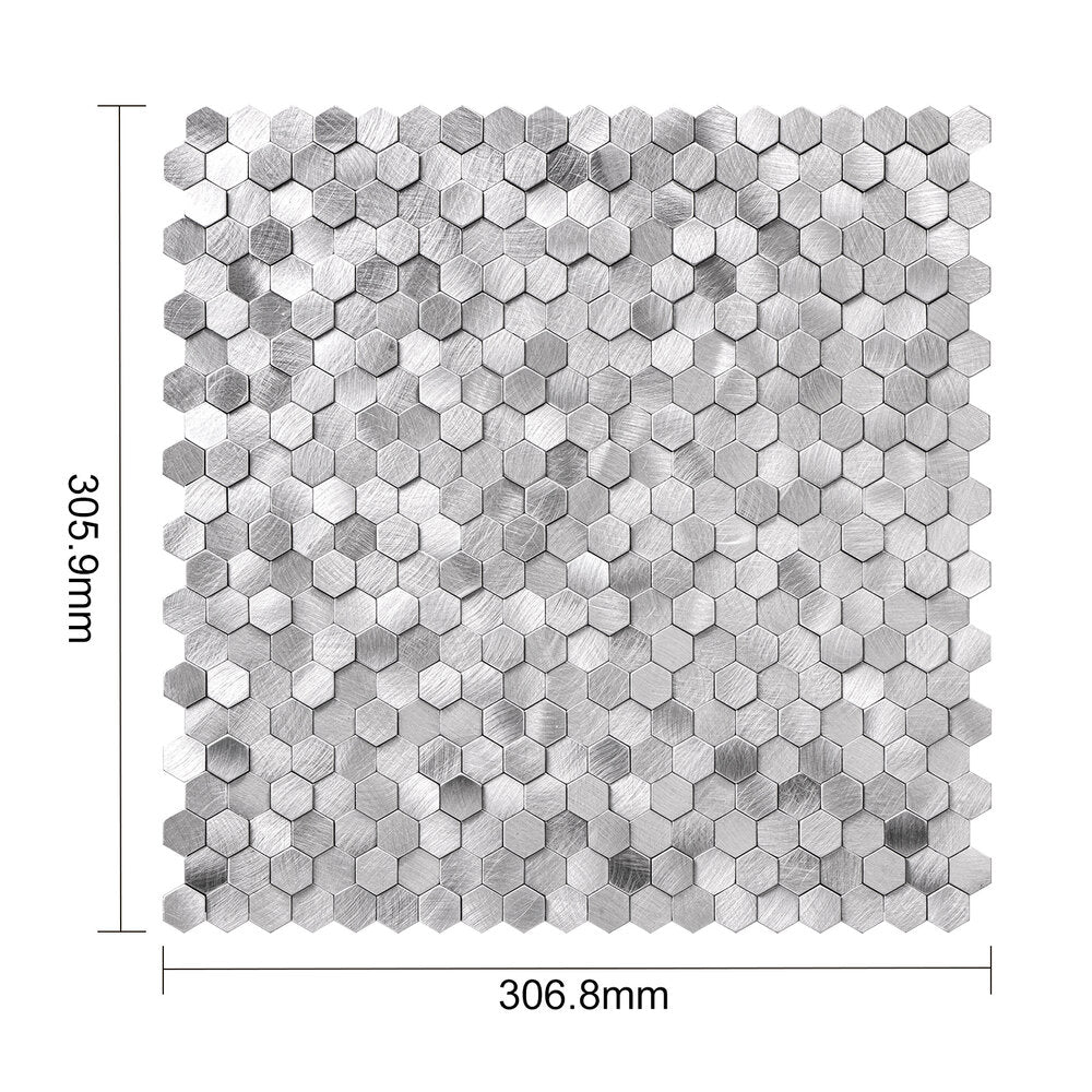 Oppio Geborsteld MINI Hexagon Zilver - Zelfklevend Mozaiek 308x298x4mm