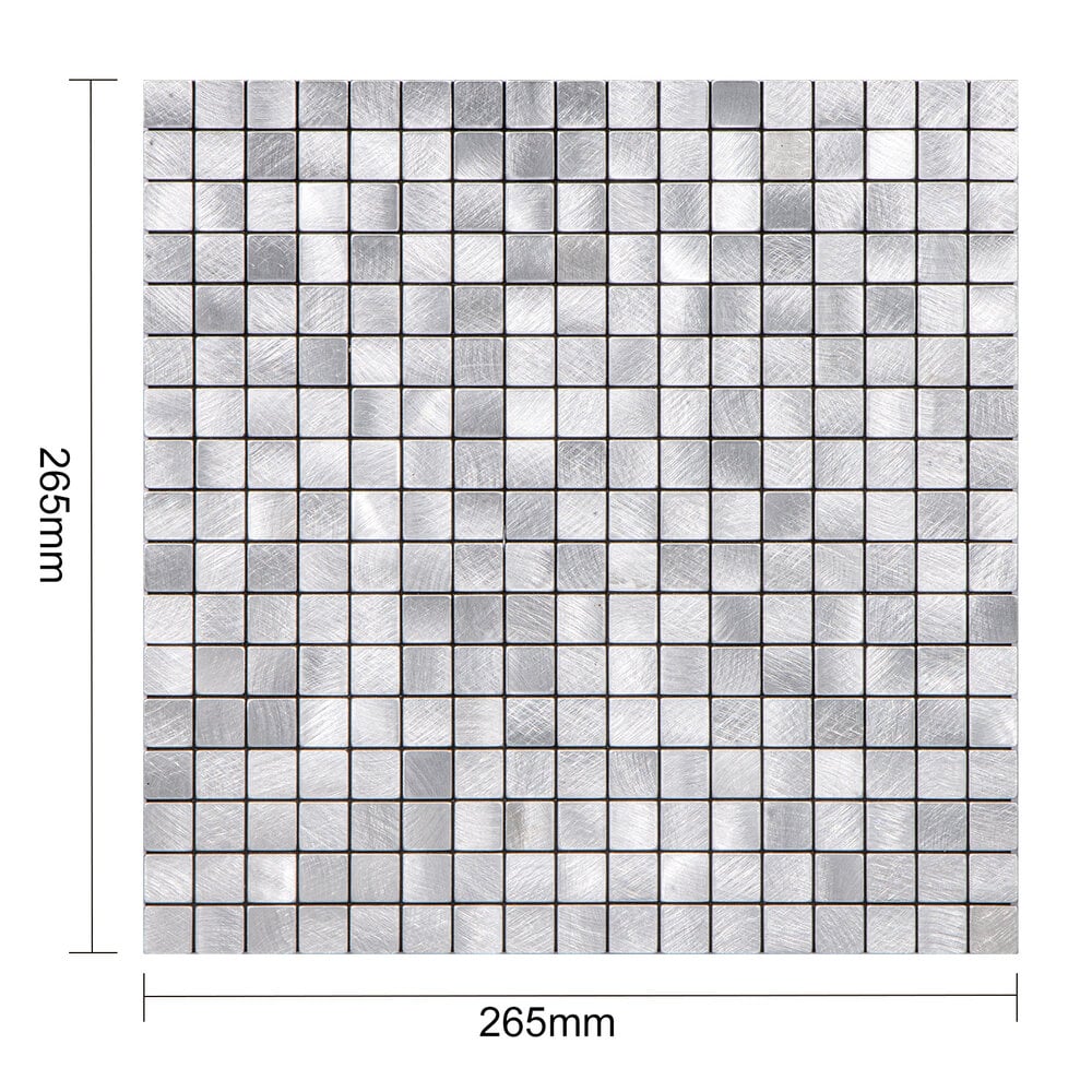 Oppio Geborsteld MINI blokjes Zilver - Zelfklevend Mozaiek 265x265x4mm