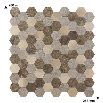 Oppio Bruin-Koper MIX HEXAGON - Zelfklevend Mozaiek 288x280x4mm